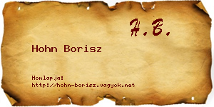 Hohn Borisz névjegykártya